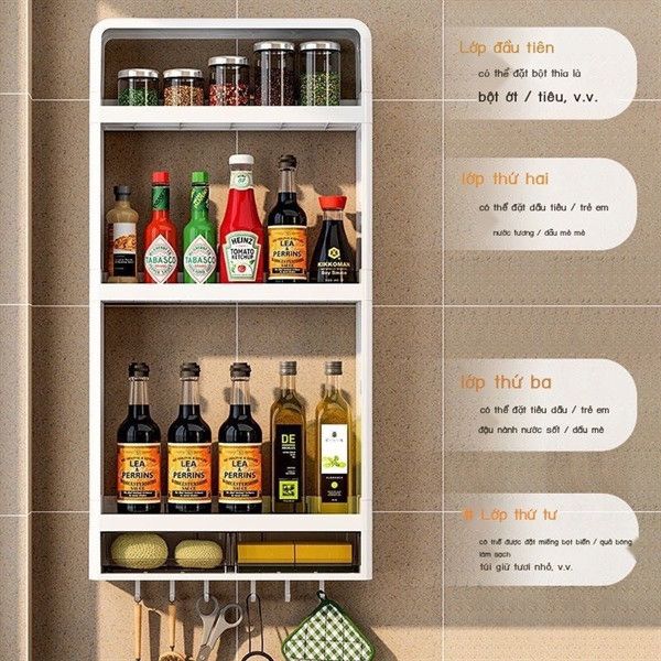 KỆ 03 TẦNG KÈM 01 NGĂN NHỎ GẮN TƯỜNG TIỆN DỤNG